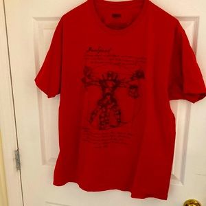 Deadpool. Red tee shirt.   Large